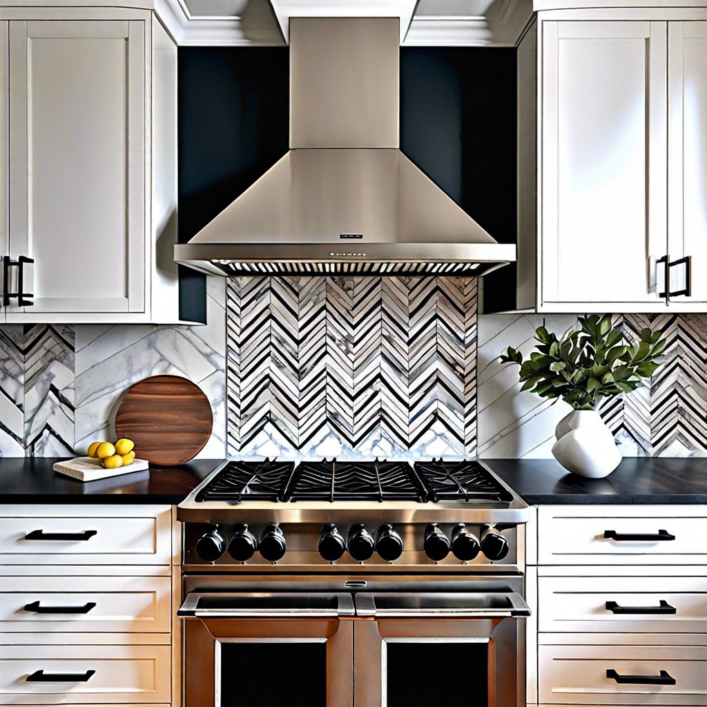 chevron marble and black mix