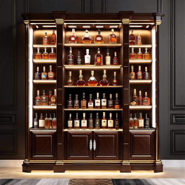 15 Bourbon Cabinet Ideas To Enhance Your Home Bar Classic Glass Display Cabinet With Led Lighting 600x600