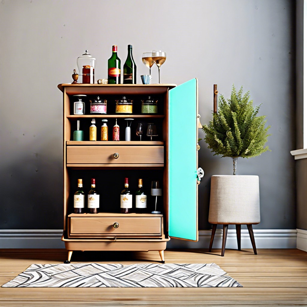 convert into a mini bar with built in wine racks