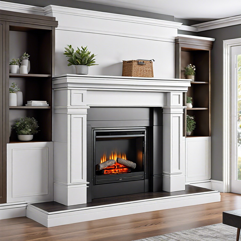 convertible fireplace mantel with storage