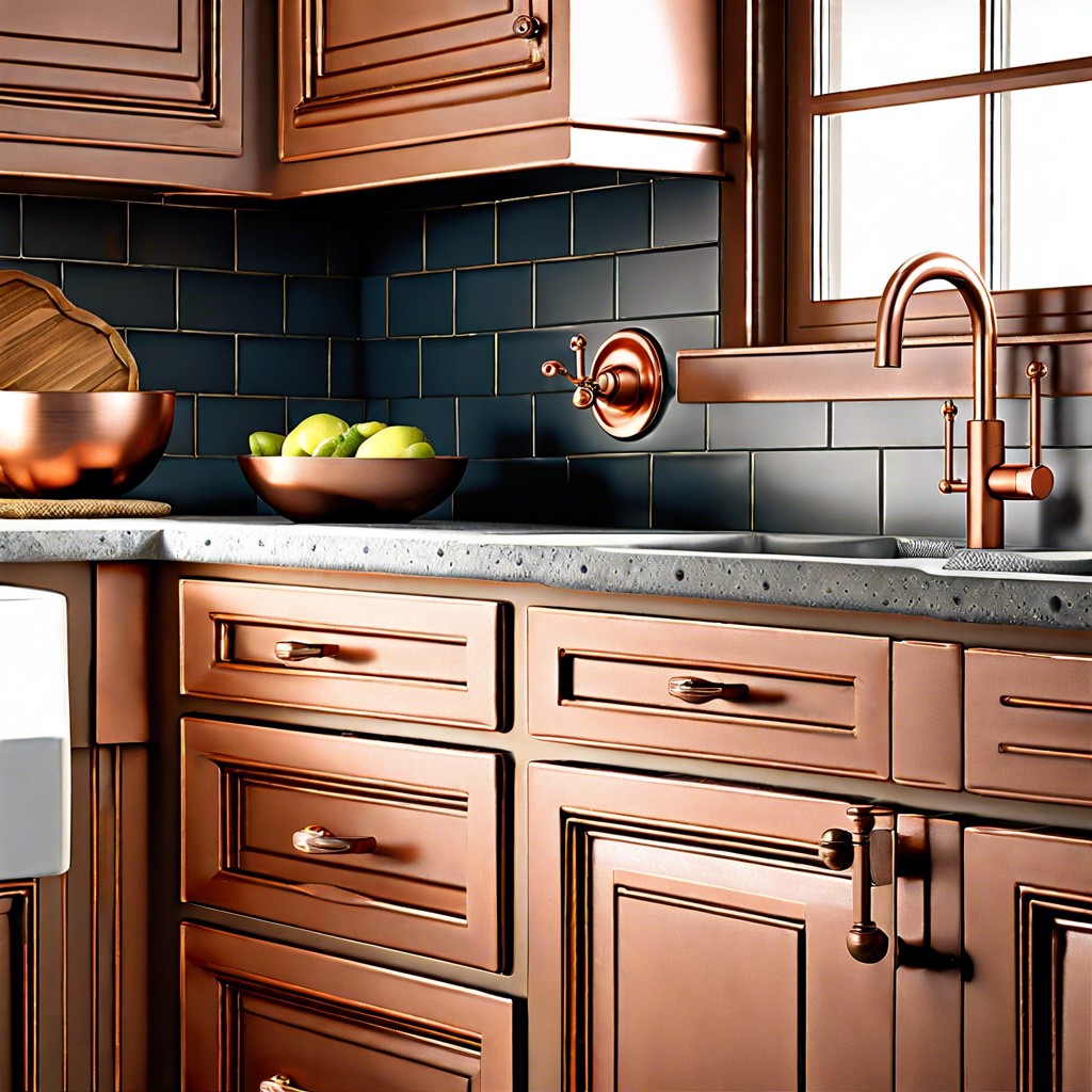 copper pulls and knobs for a rustic touch