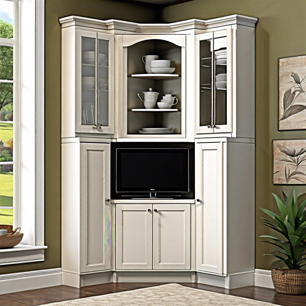 corner cabinet with open display sections