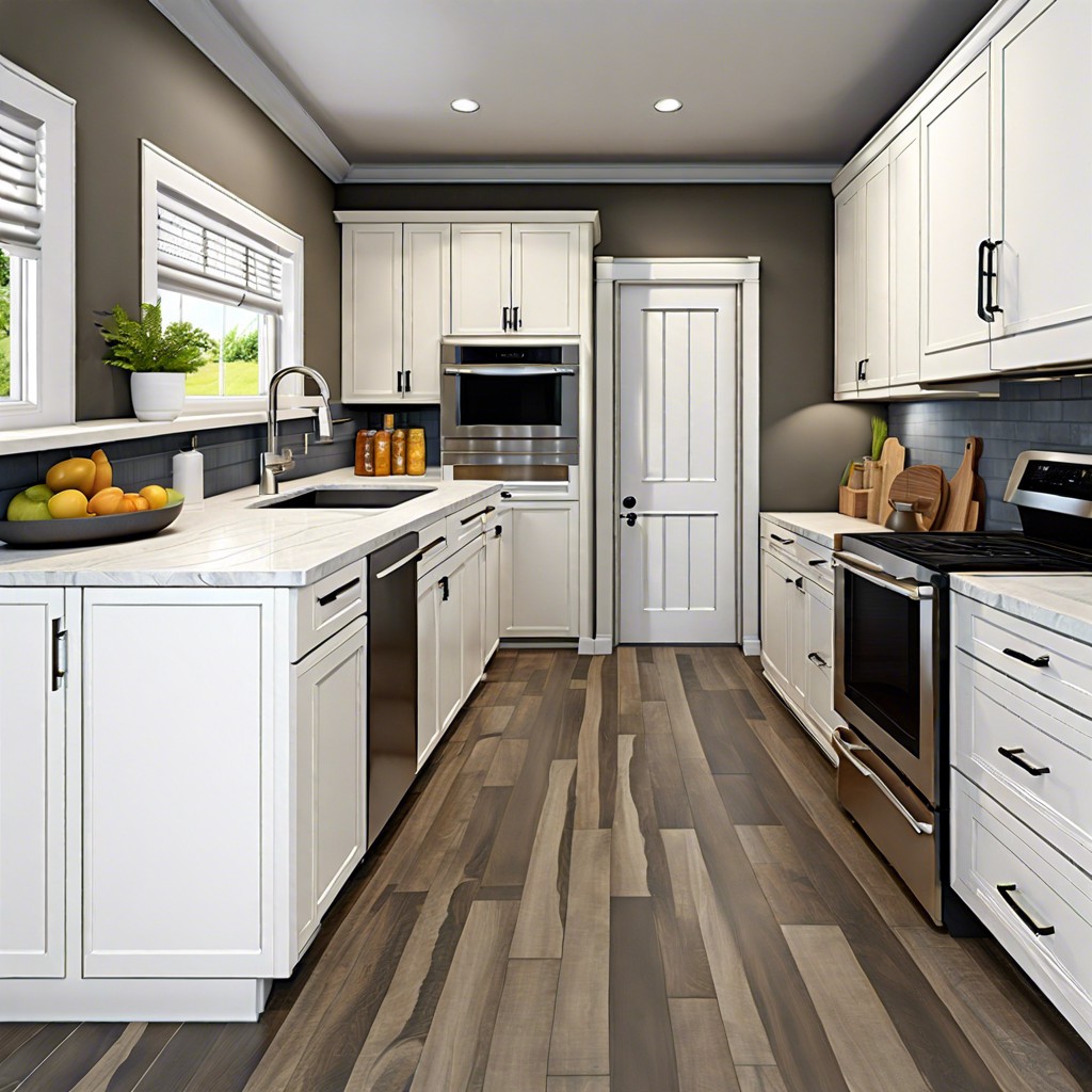 corner sink with adjacent tall pantry