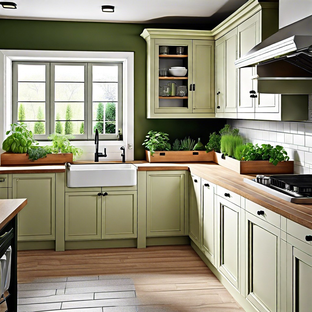 corner sink with built in herb garden above