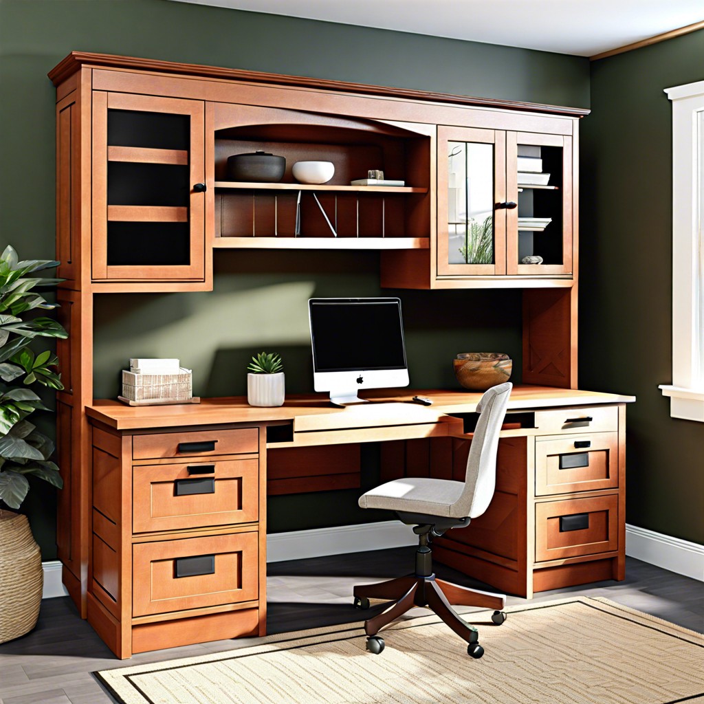 craftsman style cabinet with integrated desk