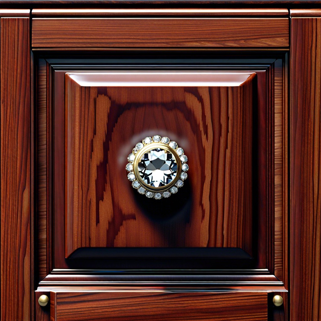 crystal knobs with cherry wood bases