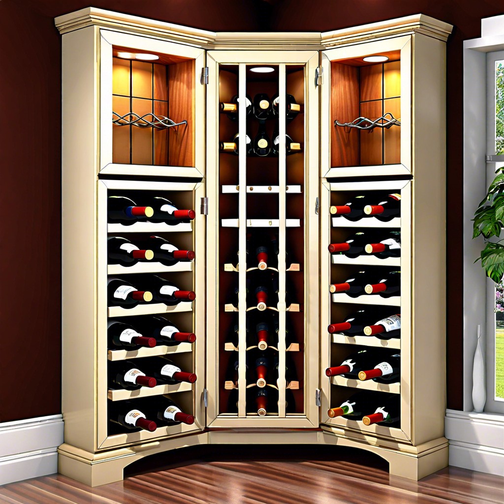 custom corner wine rack cabinet with display window