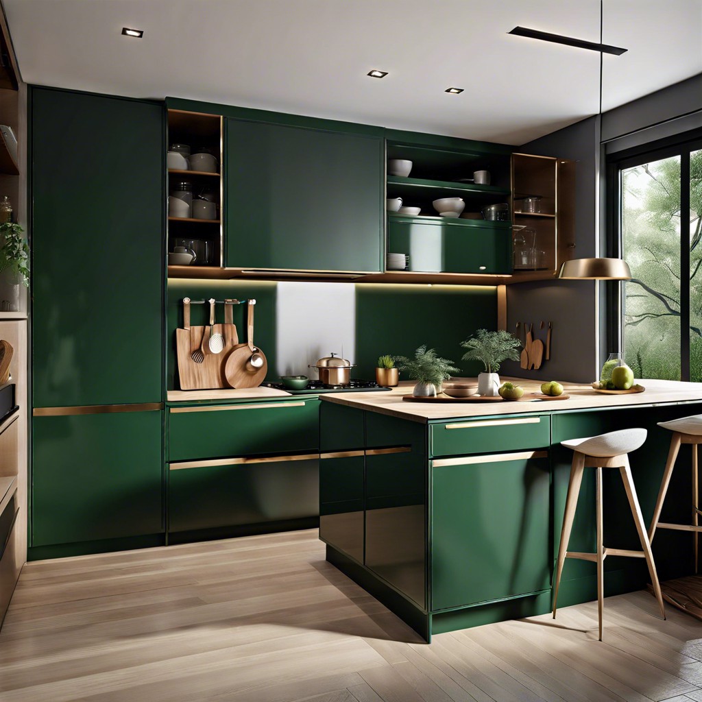 dark green forest cabinets