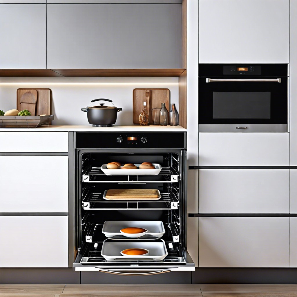 double oven cabinet with pull out trays for easy access