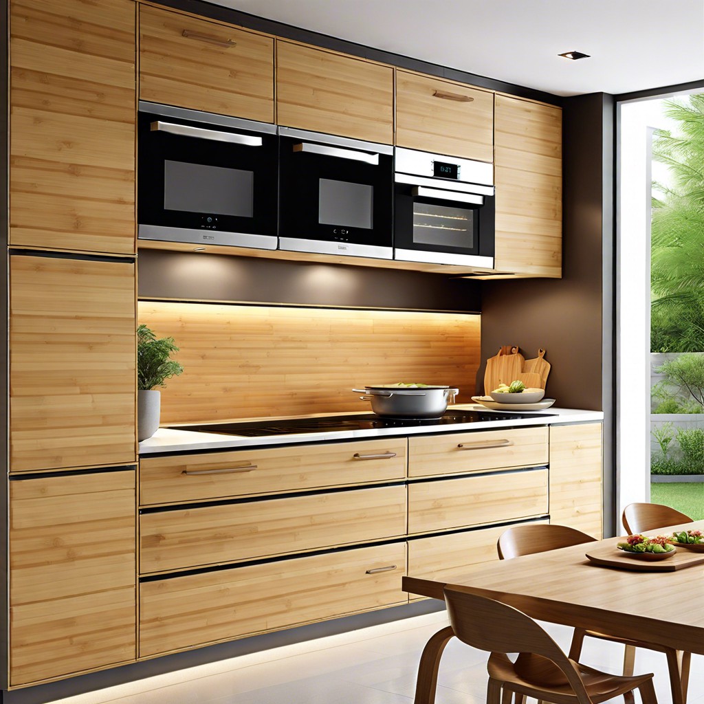 eco friendly bamboo cabinet for double ovens with energy efficient features