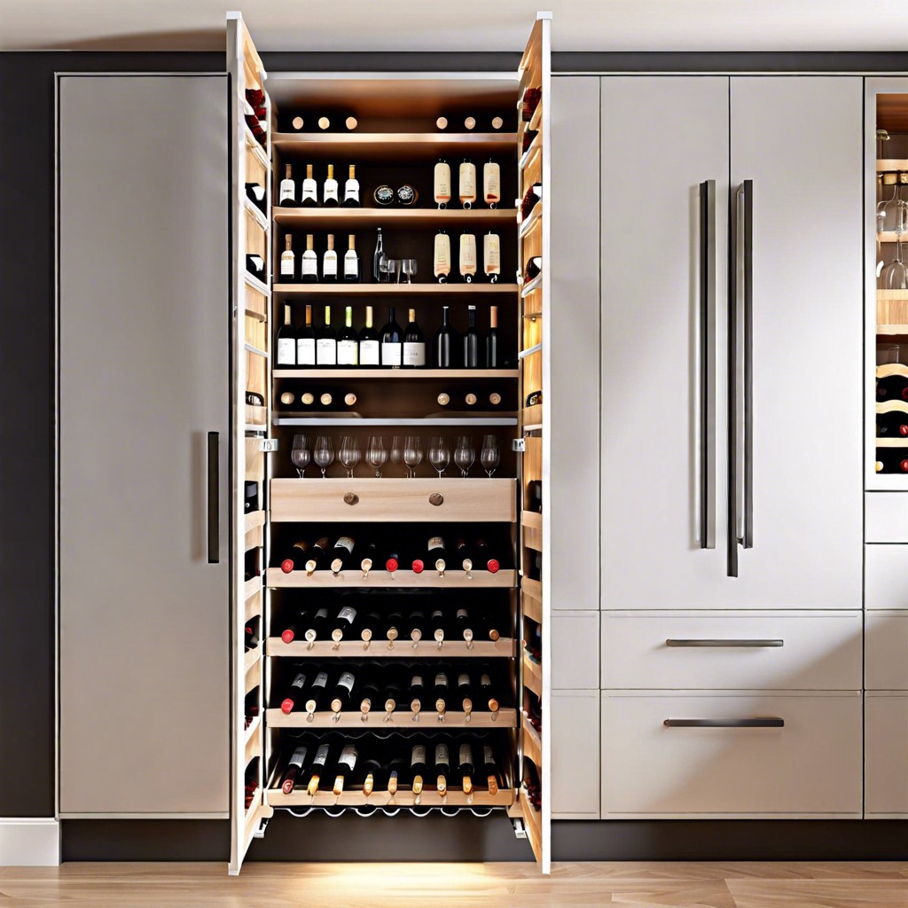 expandable wine racks fitted into a pantry area
