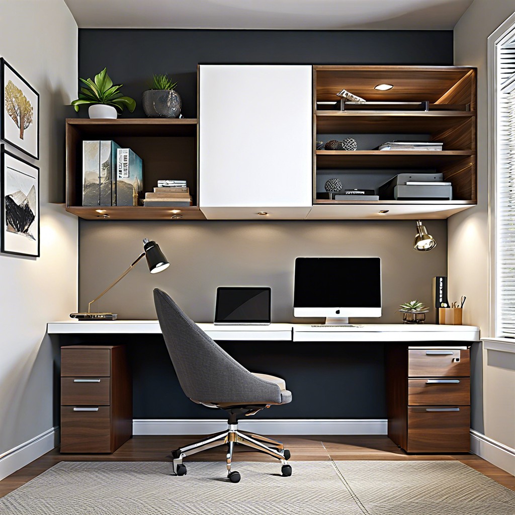 floating cabinet desk combo