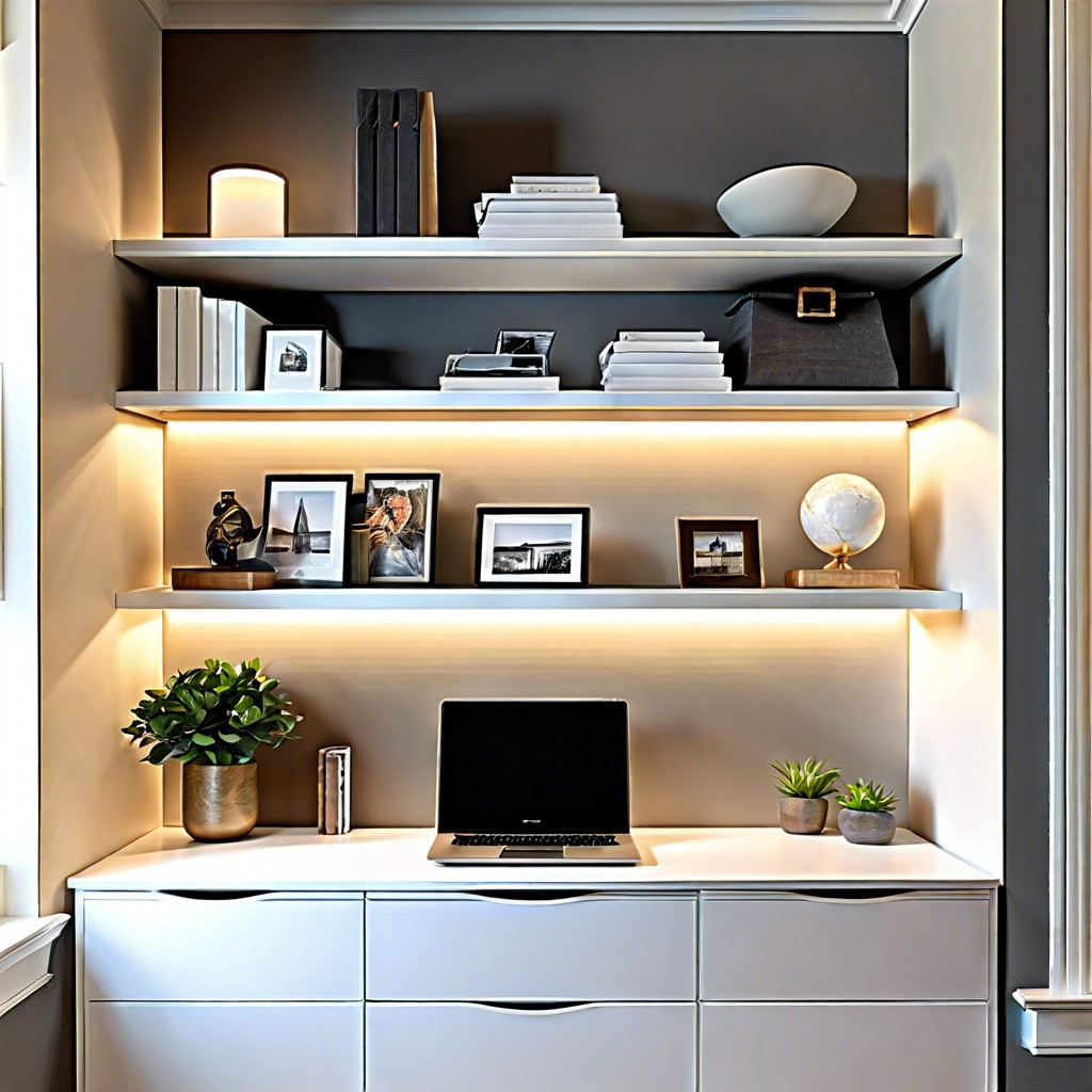 floating shelves with hidden led lighting