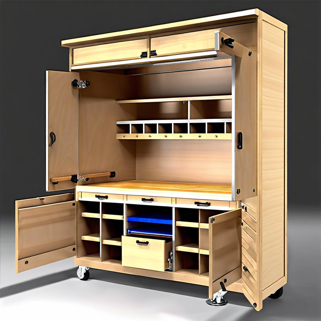 fold down workbench cabinets