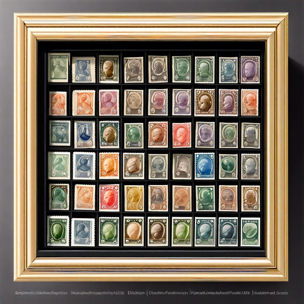 framed postage stamps