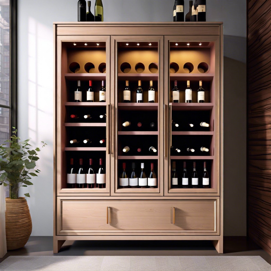 glass front cabinet converted into a wine showcase