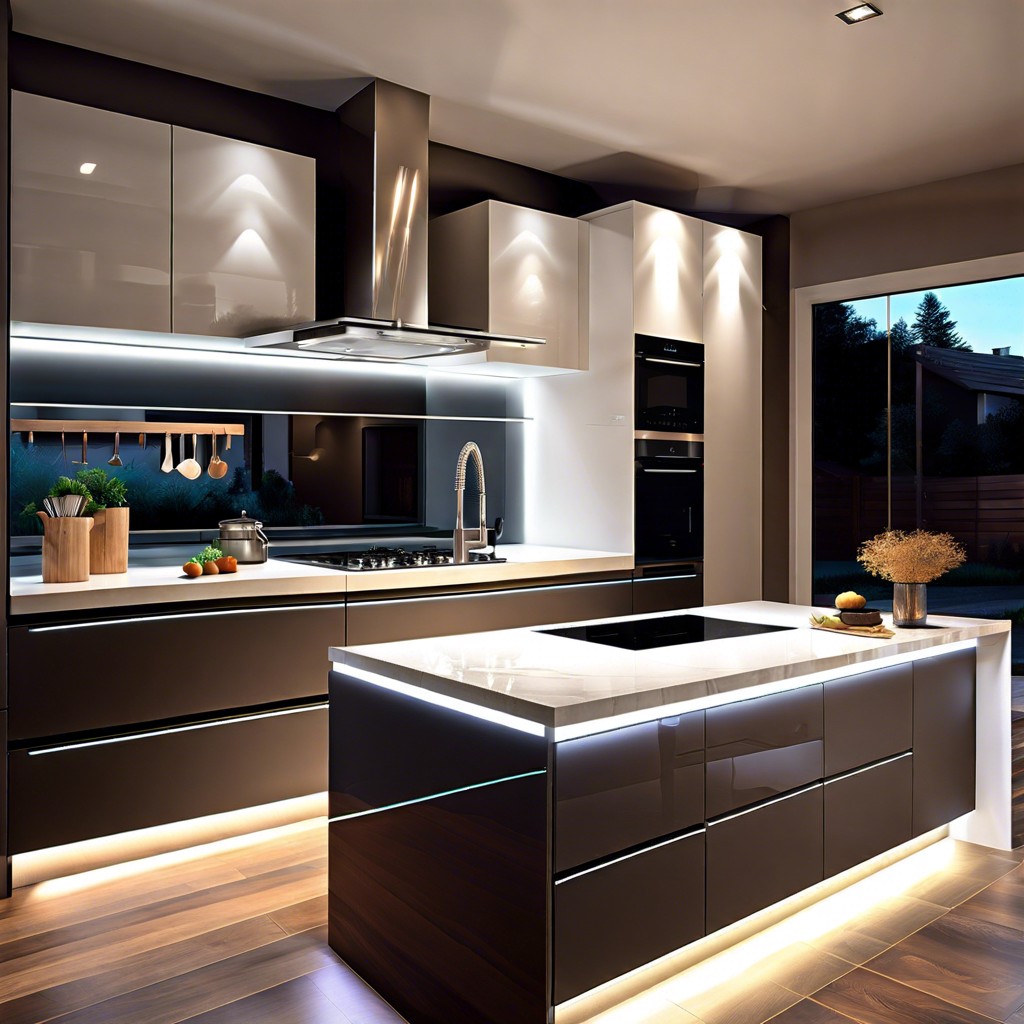 glass front cabinets with led lighting