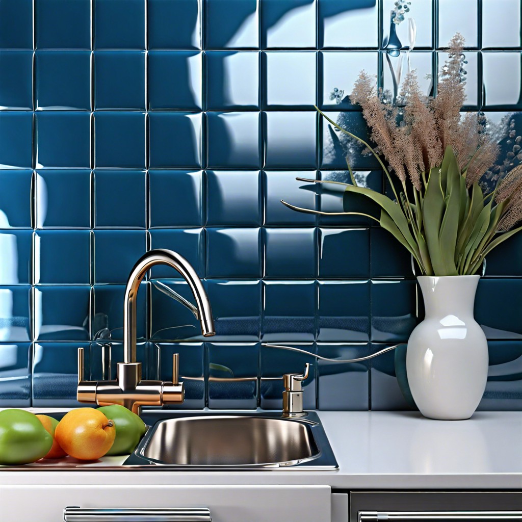 glossy blue glass tiles