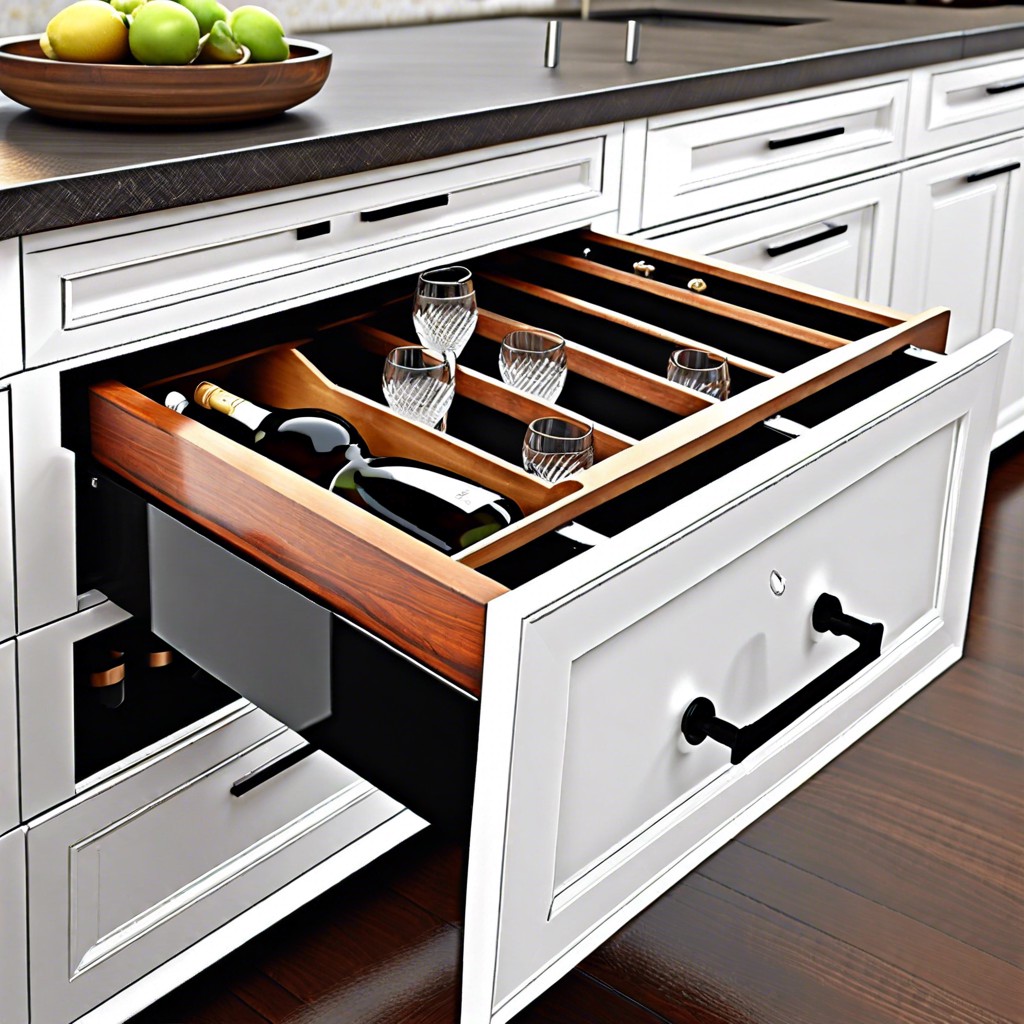 hidden pull out bar drawers