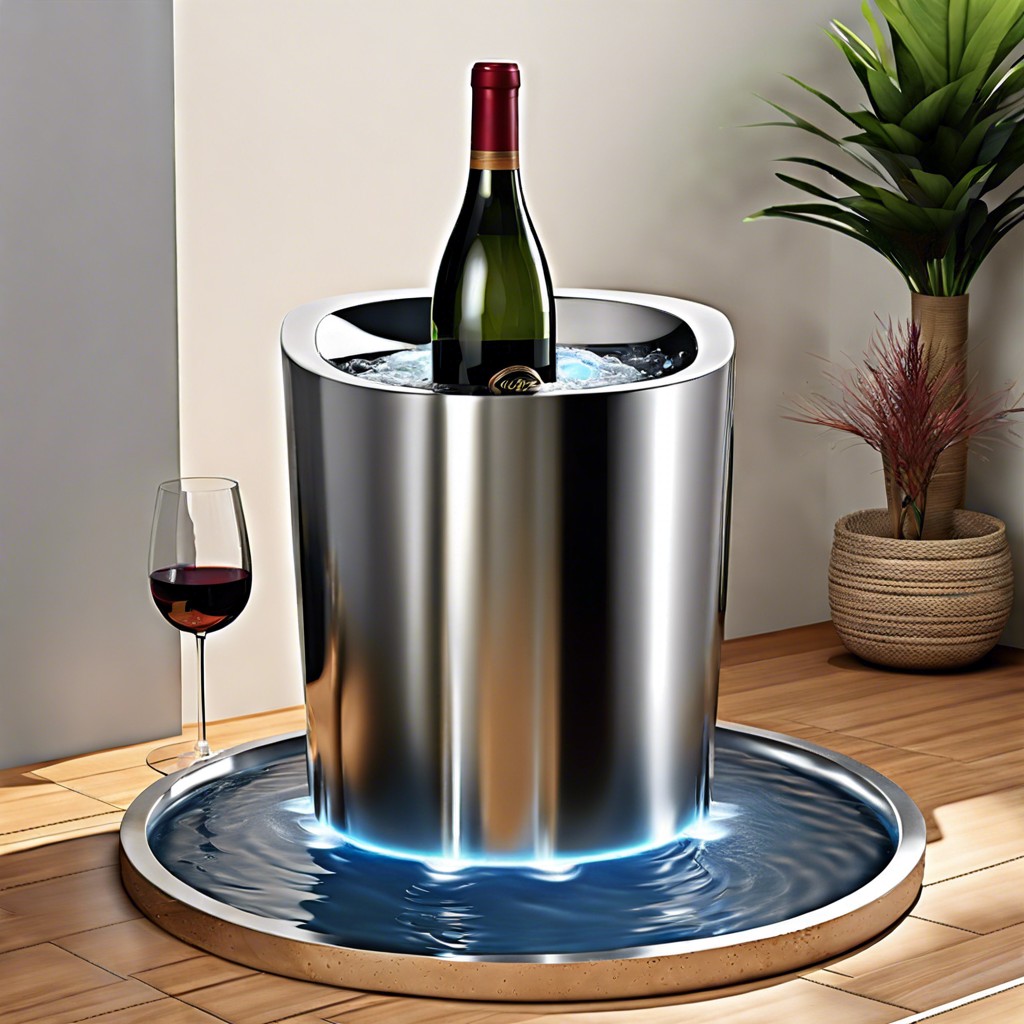 hidden wine cooler in a water fountain base