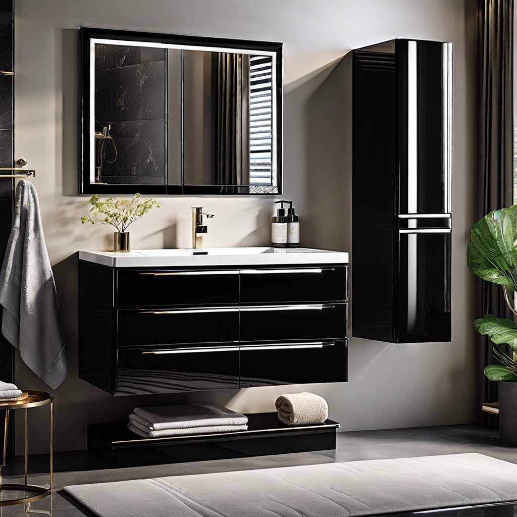 high gloss black lacquer cabinets