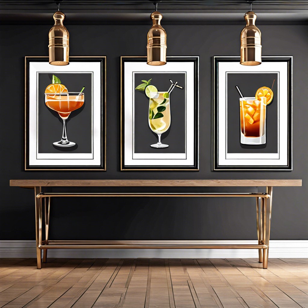 iconic cocktail recipes in frames