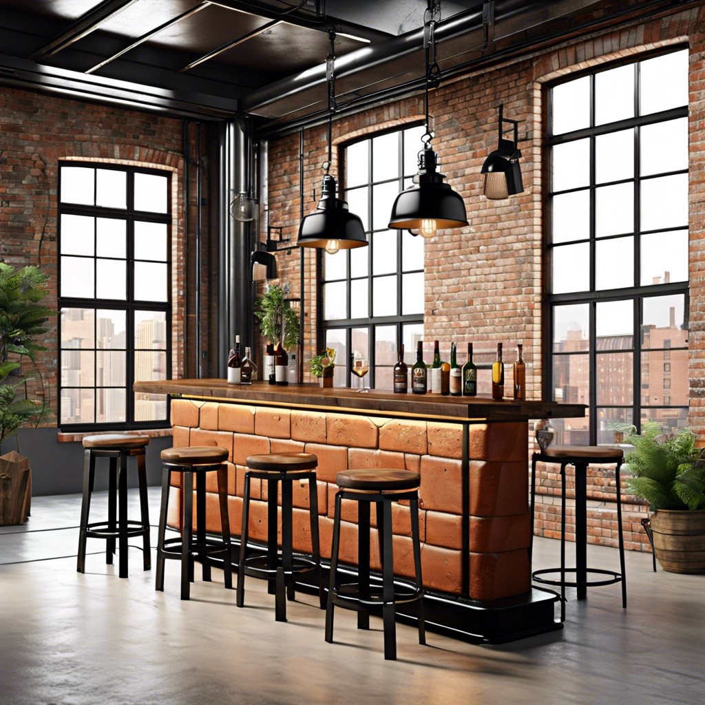 industrial loft bar with exposed brick