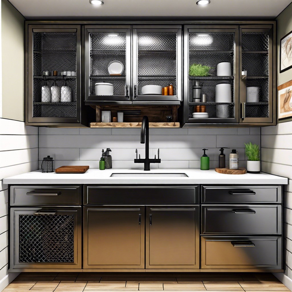 industrial metal mesh cabinets for an edgy touch