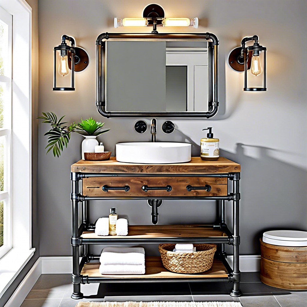 industrial pipe frame vanity