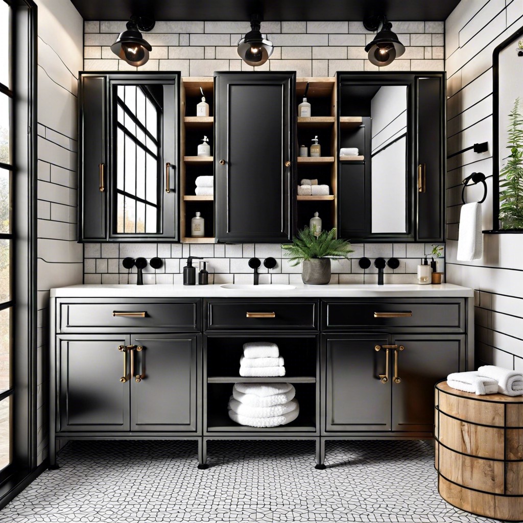 industrial style with black metal cabinets