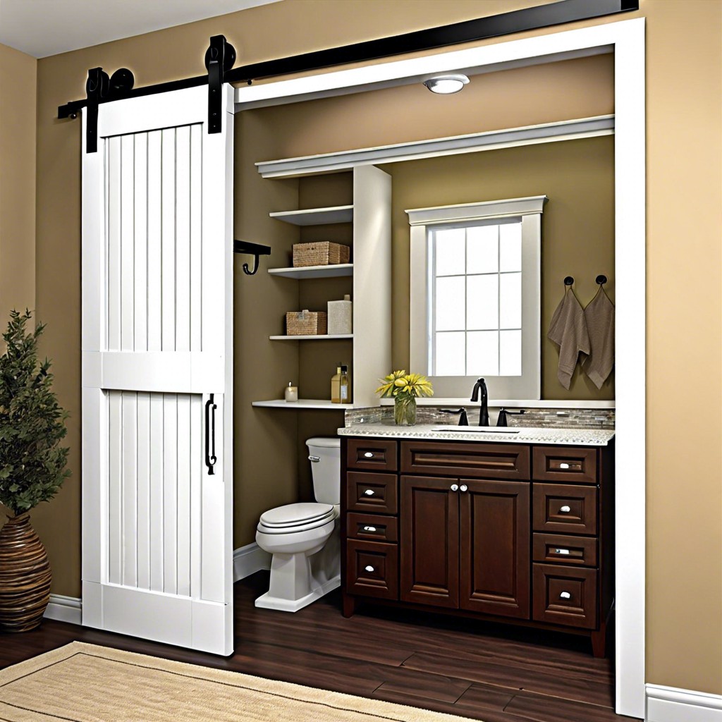 install a recessed cabinet behind a sliding barn door