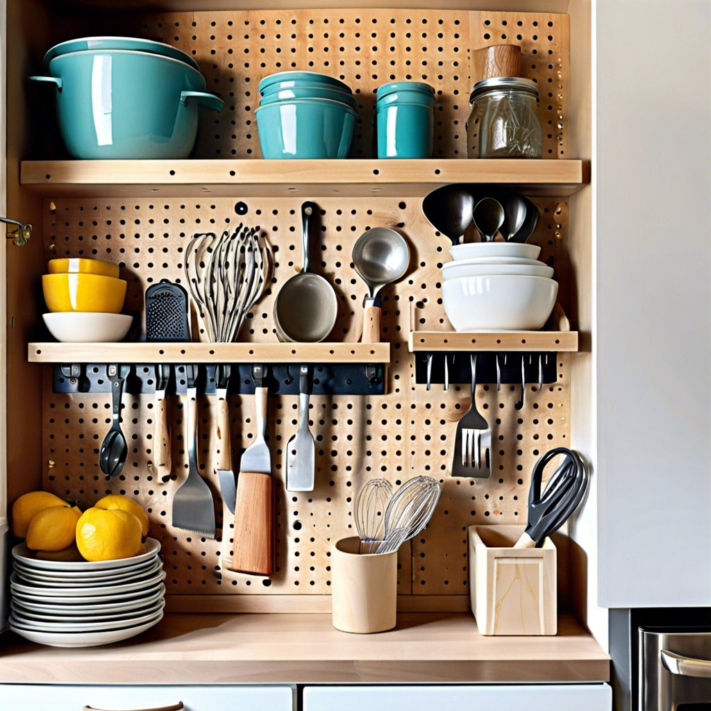 install pegboards for hanging utensils
