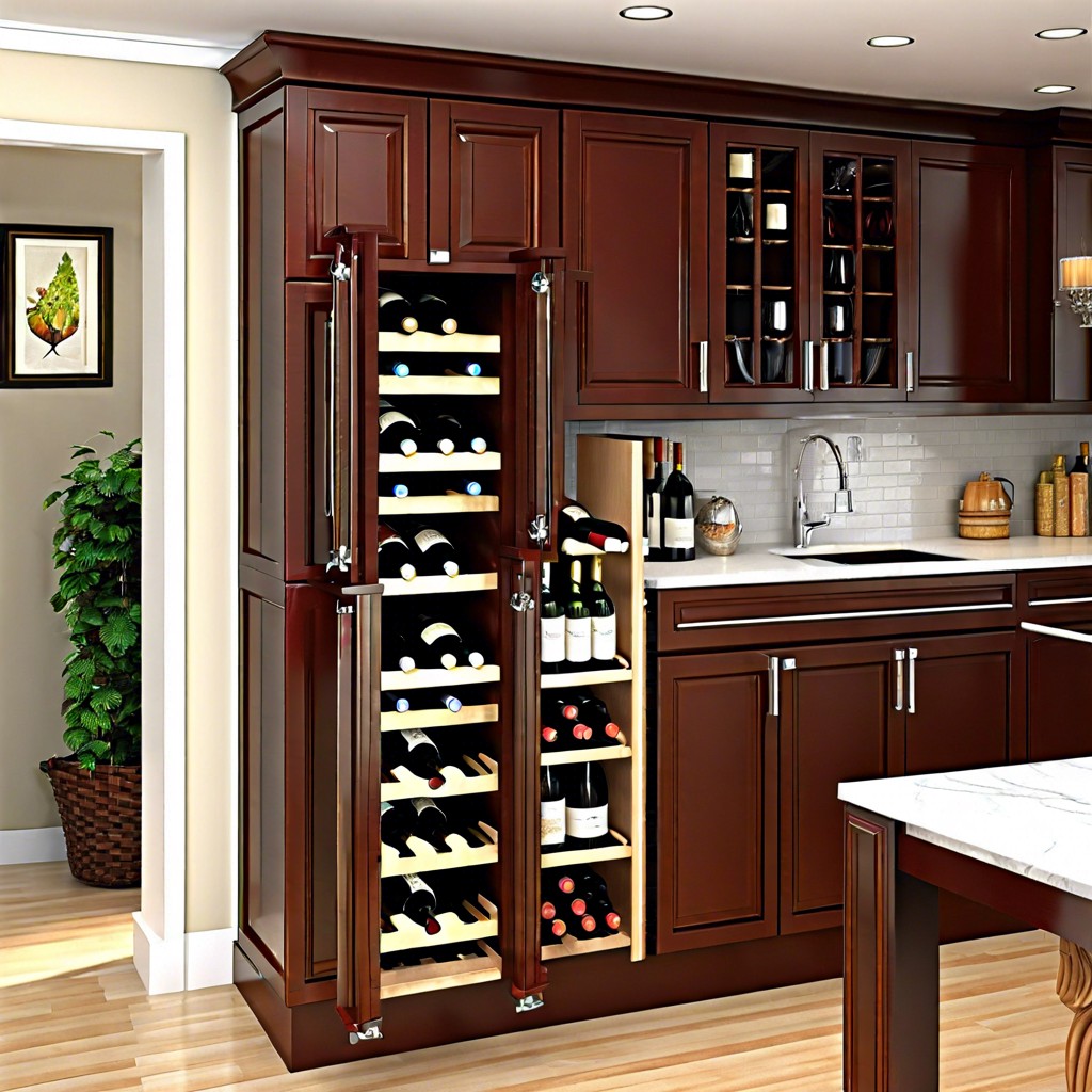 install wine racks in newly extended upper spaces