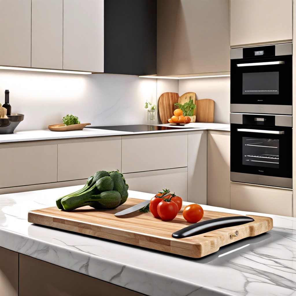 integrated chopping board with waste chute