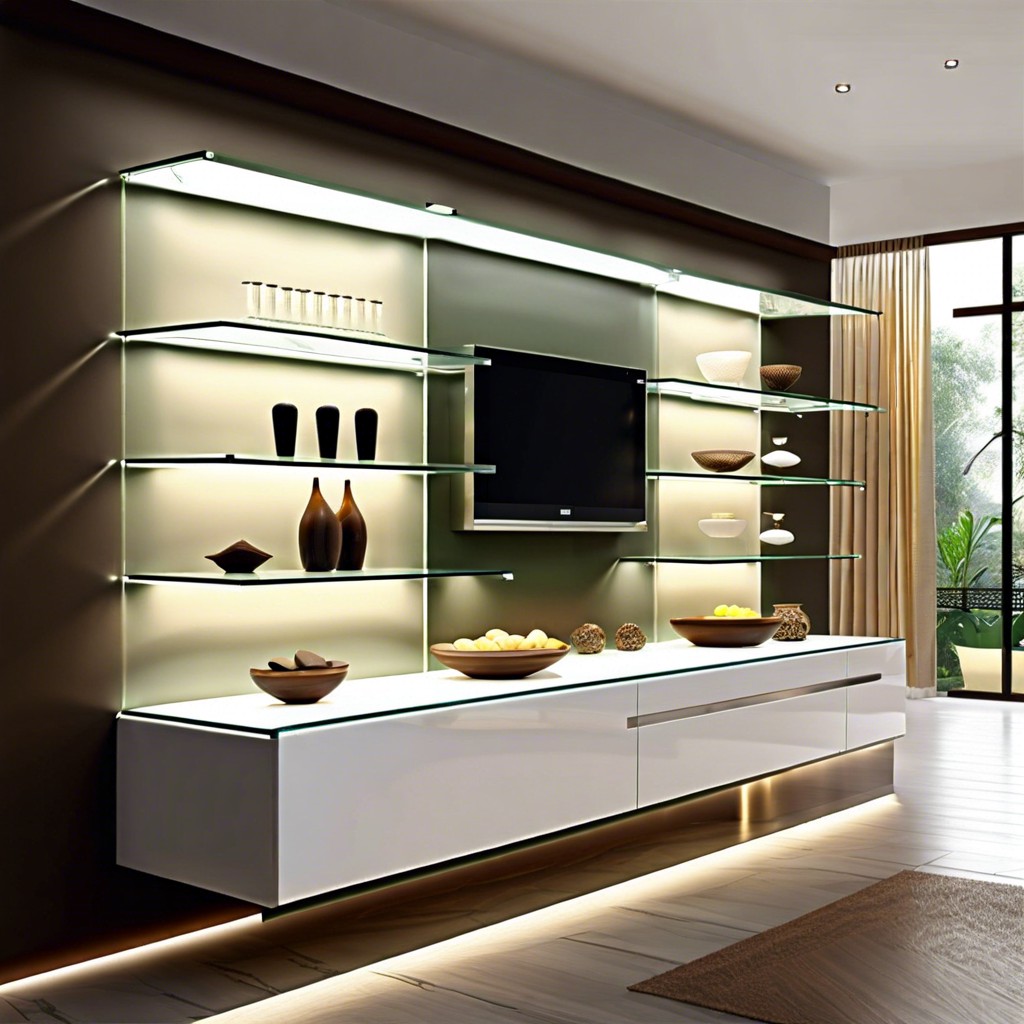 integrated glass shelf lighting