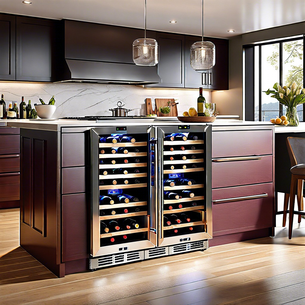 island centerpiece wine cooler in the kitchen