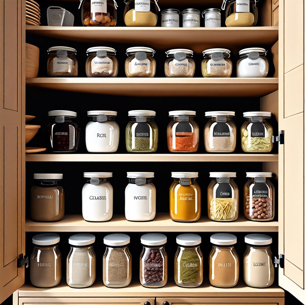 labelled glass jars for pantry staples