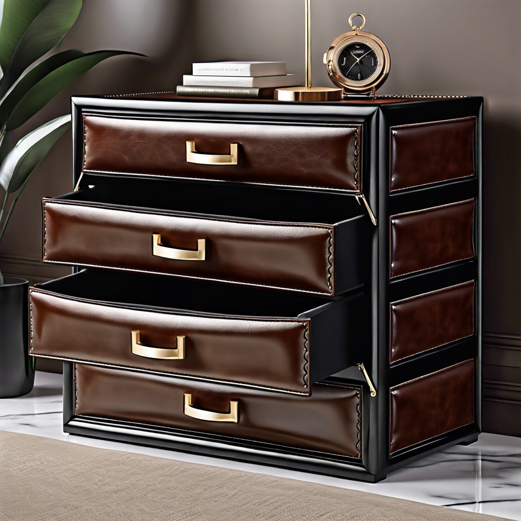 leather bound stackable drawer unit