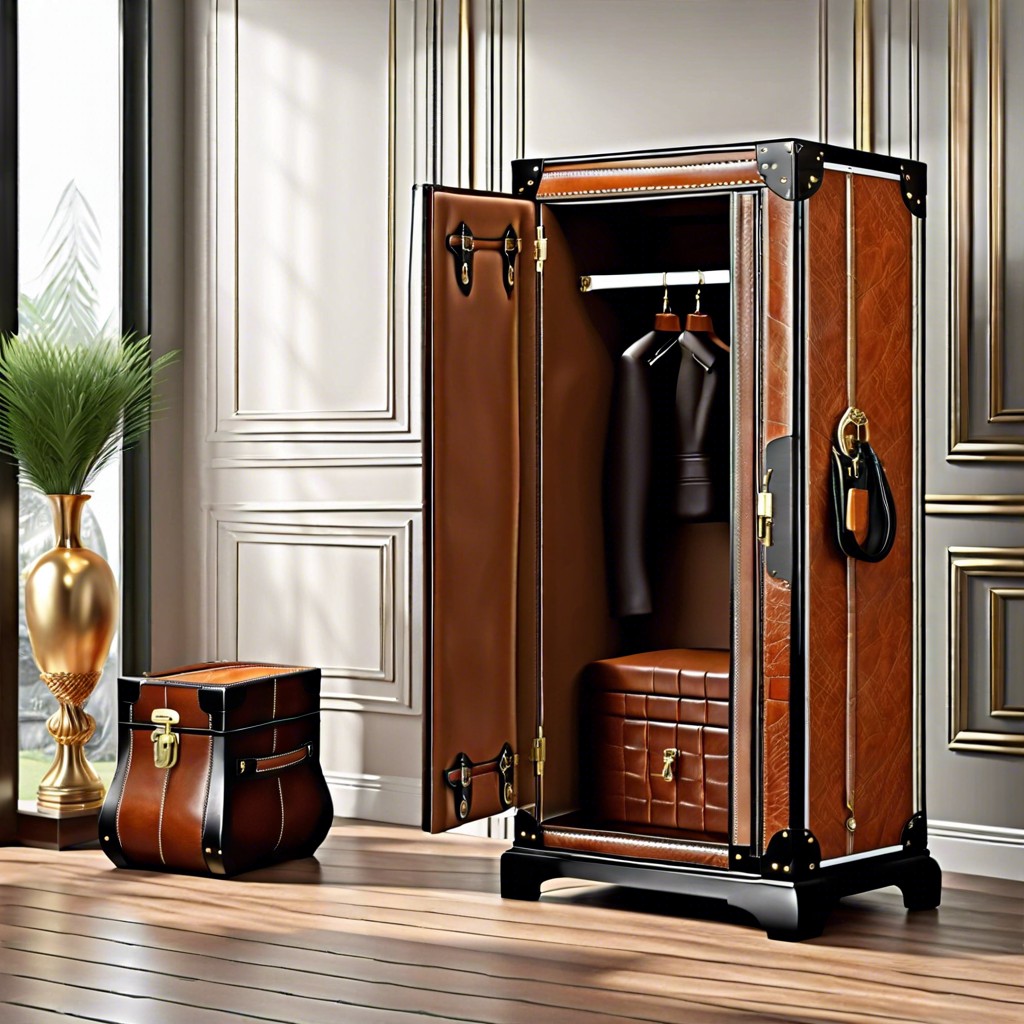 leather lined trunk cabinet