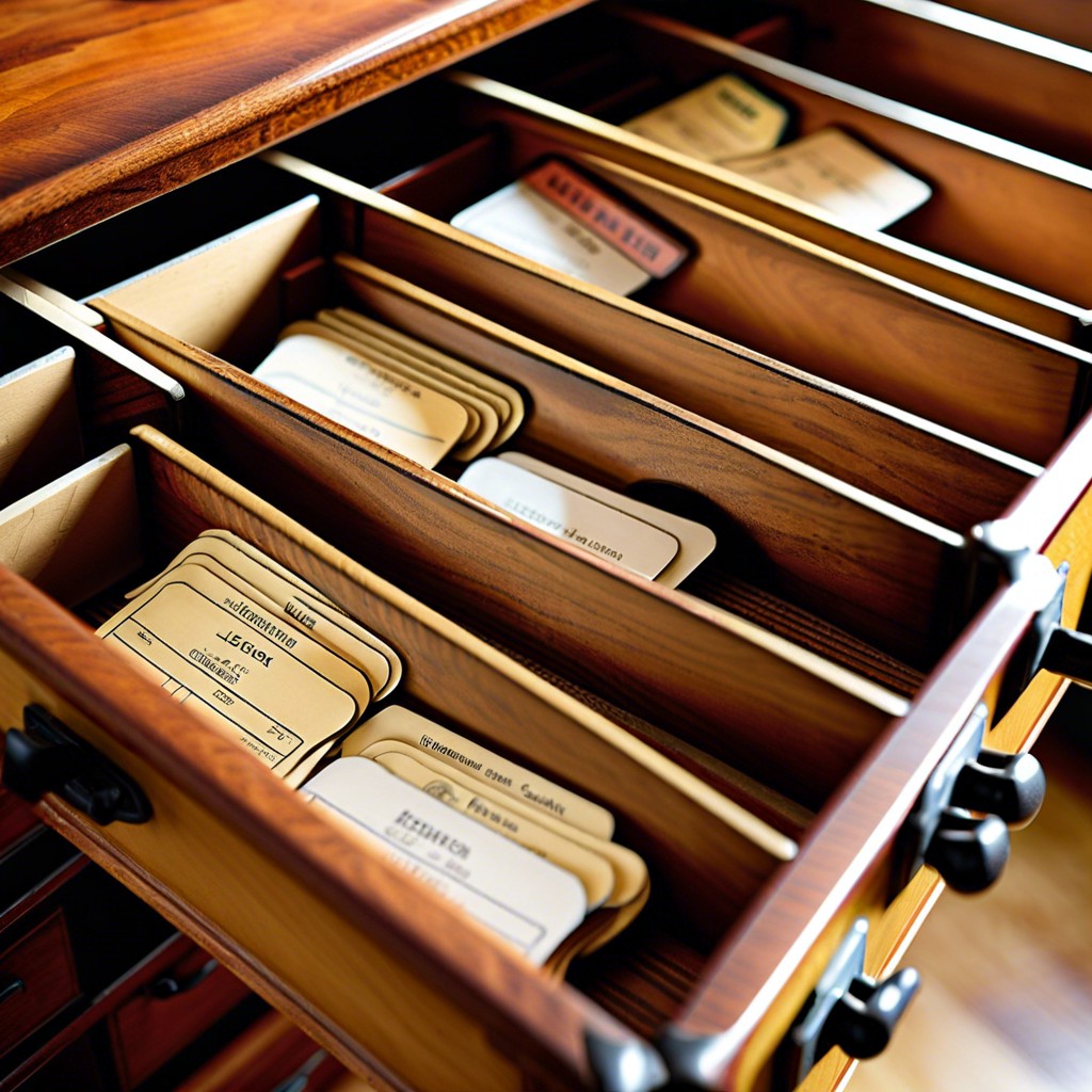 library catalog label drawers like a vintage library card catalog for a classic look