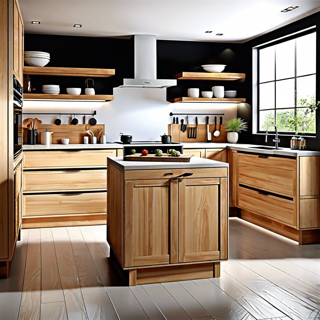 light wood and white contrasting cabinets for a fresh vibe