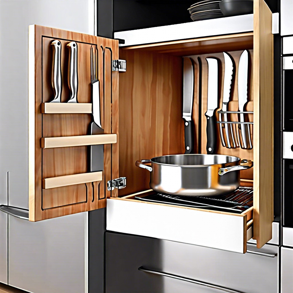 magnetic knife and utensil holder cabinets