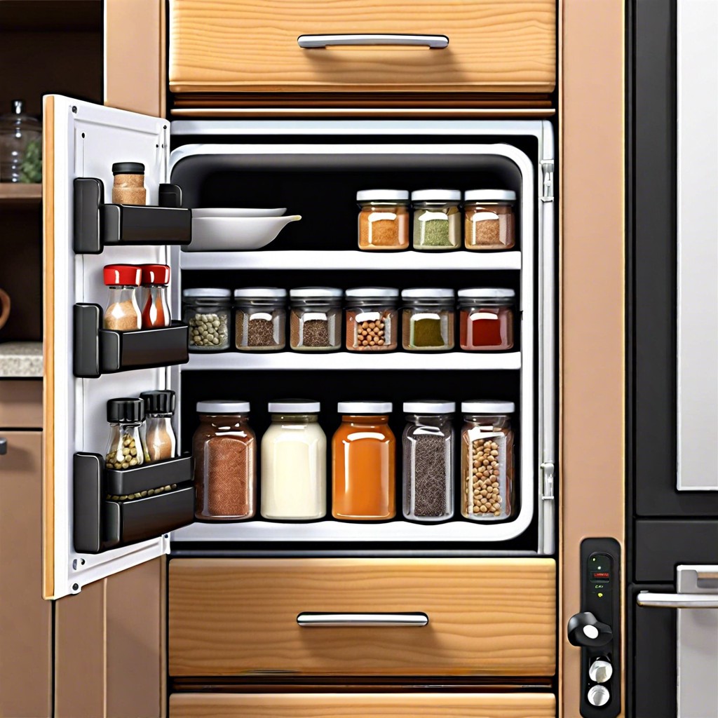 magnetic spice rack on cabinet door