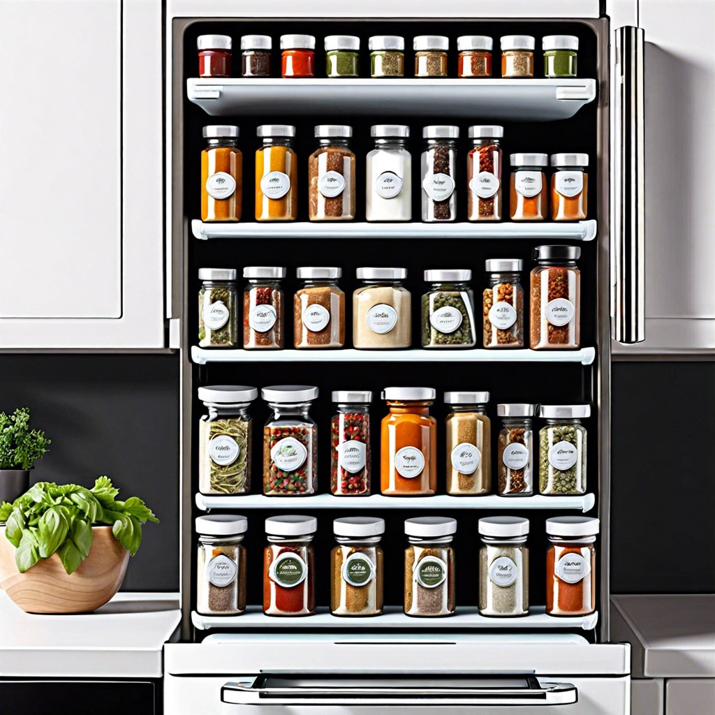 magnetic spice rack on refrigerator