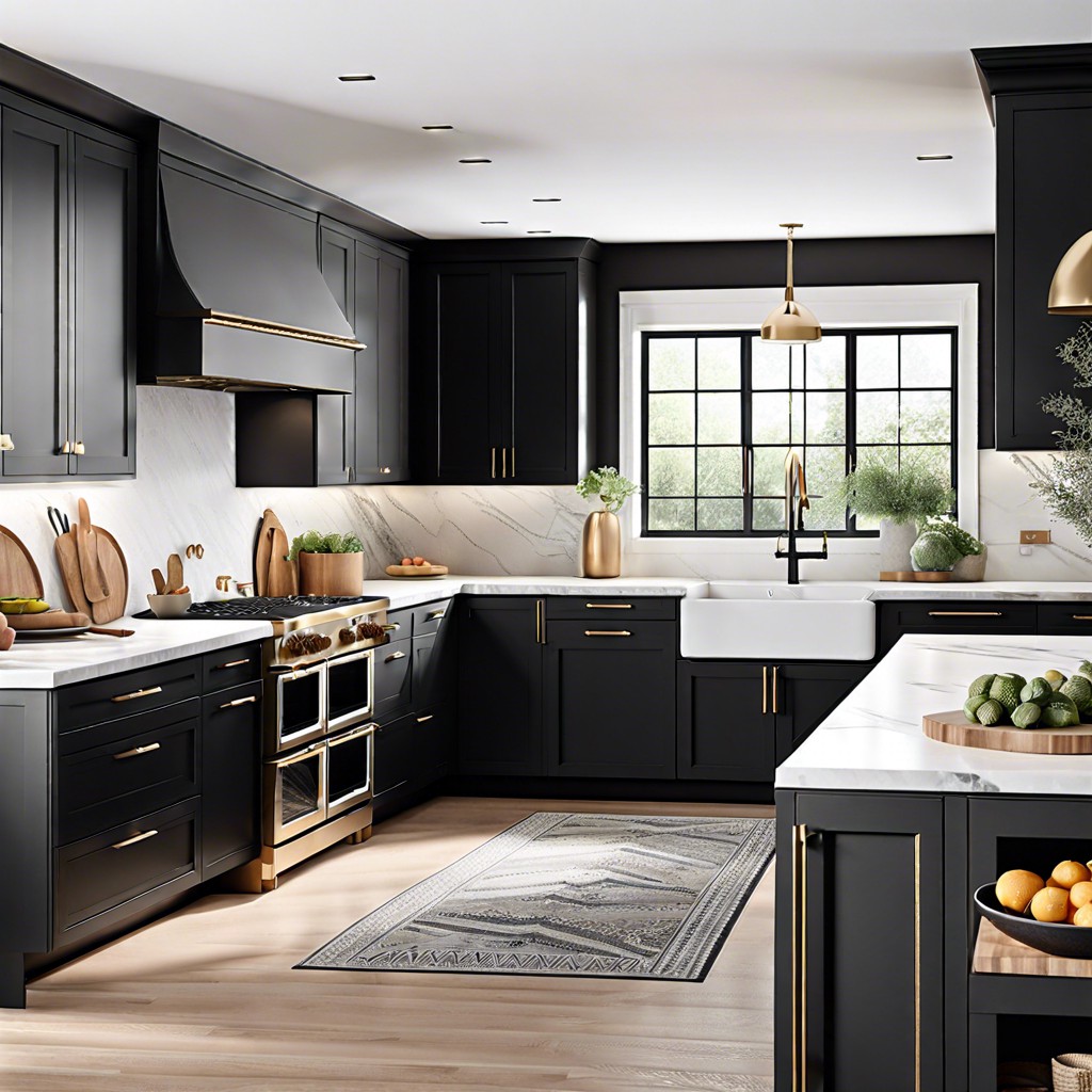 matte black finish for cabinets and handles