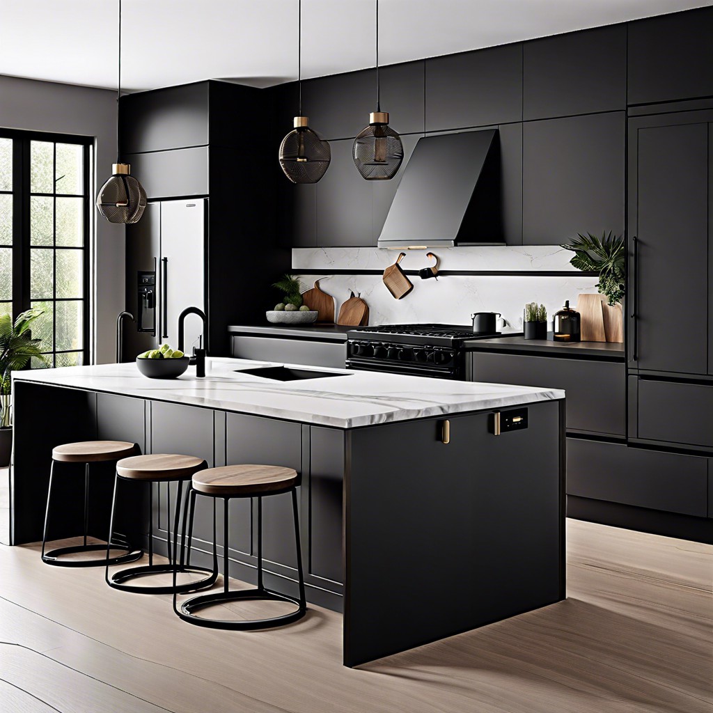 matte black handles and faucets for a modern look