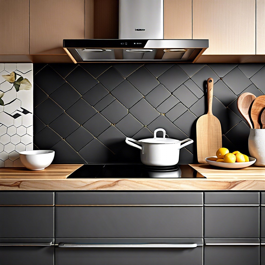 matte charcoal hexagon tiles