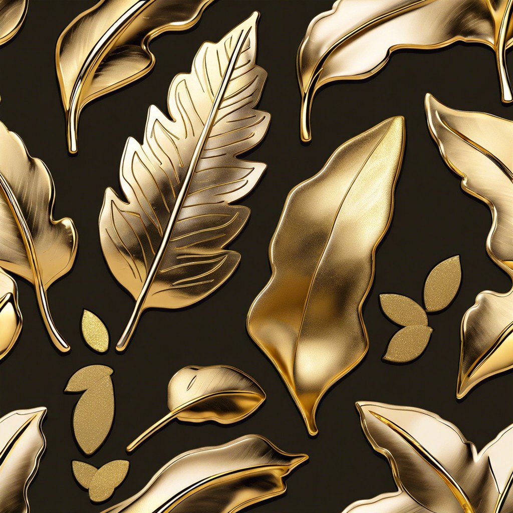 metallic gold leaf accents