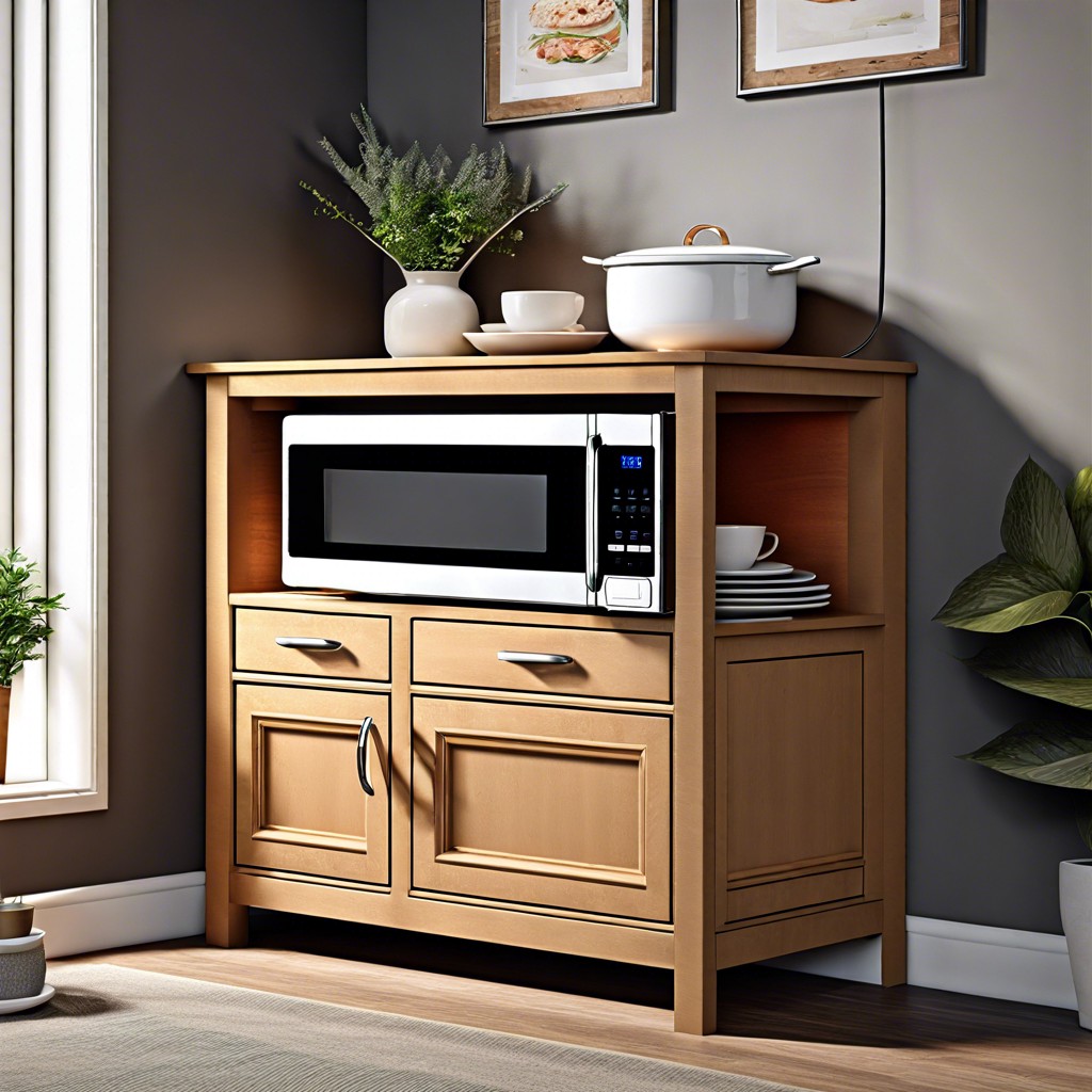 microwave cabinet with charging station