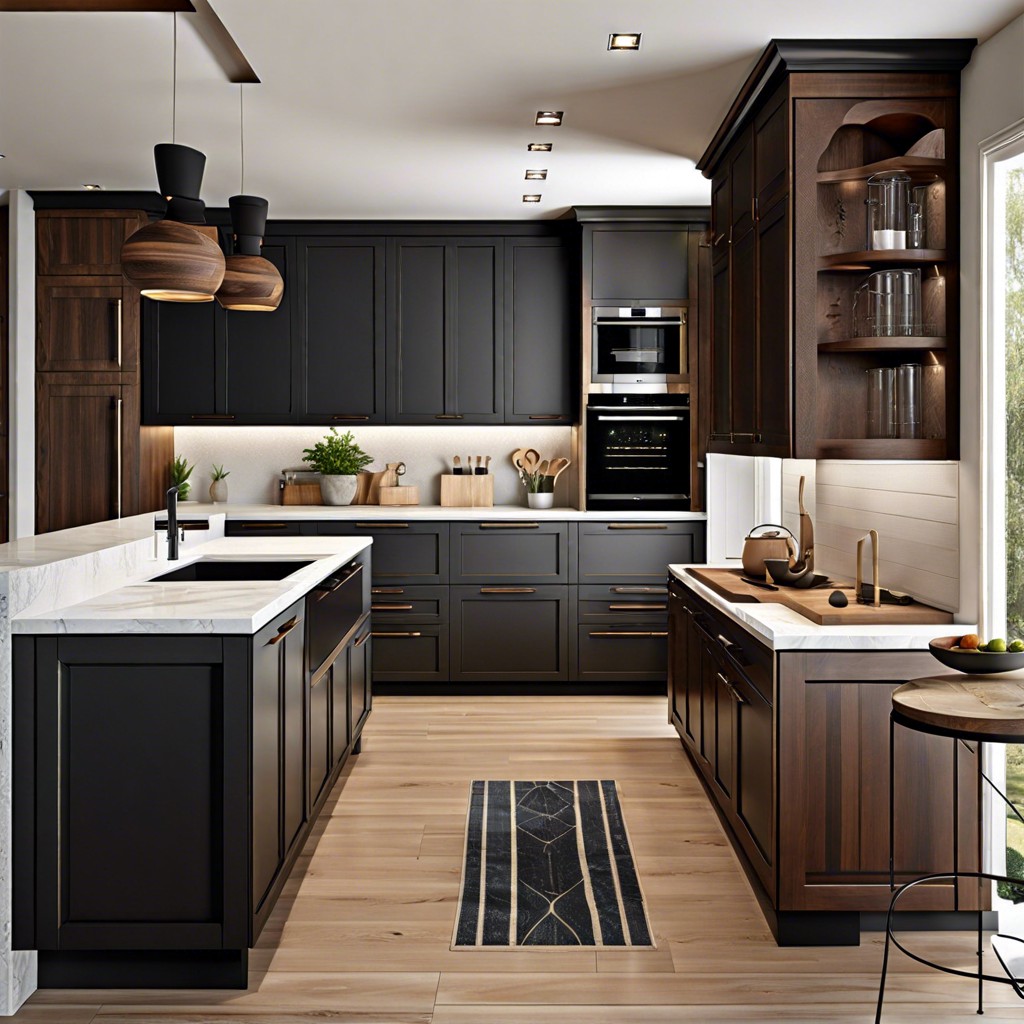 modern sleek dark wood cabinets with hidden handles